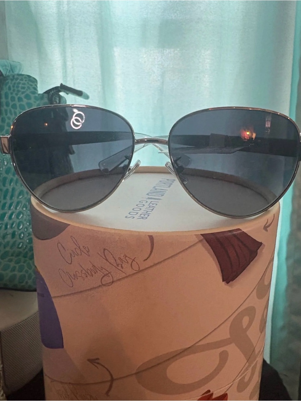 Coach Silver Metal Aviator Sunglasses with Gray Lenses